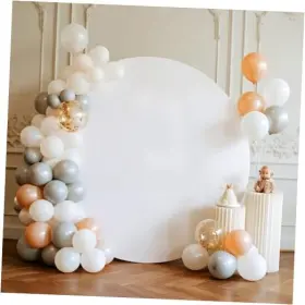A Happy Party Bc04 7.2xround Backdrop Cover Circle Round Fabric Photo 7.2ft White