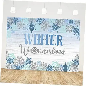 Cq167-8x6 Ablin 8x6ft Winter Wonderland Backdrop For Boy Rustic Wood Blue Snowflakes