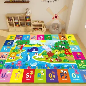 Kpr-p005 Akasisrug Baby Play Mat For Floor Abc Kids Super Soft 59 X 39.4 Inch Green