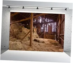 L-0015-96 Beleco 9x6ft Fabric Farm Barn Backdrop Nativity L-0015