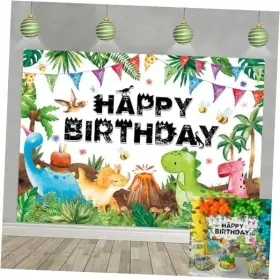 By Backdrop By-20250421-backdrop Dinosaur Birthday Watercolor Banner Kids 7x5ft