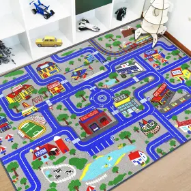 Capslpad M03jt02 Kids Rug Educational Play 6.6ft X 5ft 6ft6 Inch Rectangular Blue