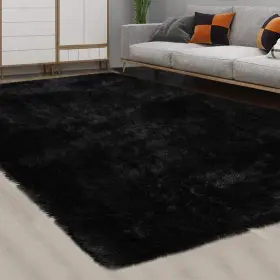 Caromio 196336045096 Shag Fluffy Area Rug Modern Indoor Plush 8ft X 10ft 8 10 Feet Black