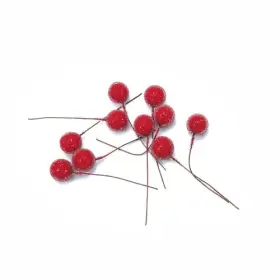 China Jyx00042 12mm Red Foam Glass Bead Pomegranate Fruit - 6cm Stem Christmas Decor