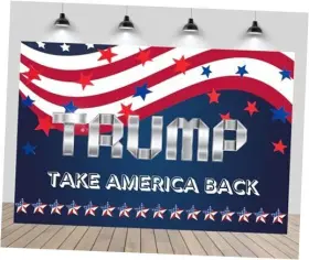 B1-4265-53 Chnywork 5x3ft Trump 2024 Backdrop American Red Blue Stars Usa Flag Take B1-4265