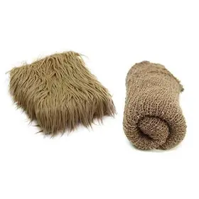 D&j Dj002694camel Newborn Photo Props Faux Fur Round 23.6 Inch Soft Baby Boy Girl Camel