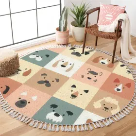 Dnewynpabv Rfmdyfbhugw7290 Round Boho Rug Cute Dogs For Kids And Baby Animals Nursery 3 Ft Multi4