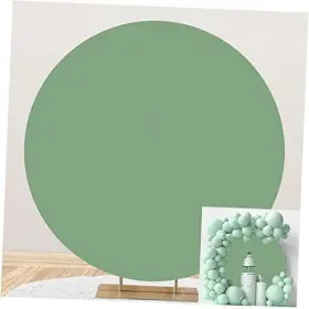 Bjb07 Dorcev 7.2x7.2ft Round Backdrop Cover Polyester Solid 7.2x7.2ft-diameter Sage Green