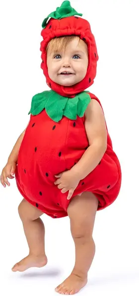 277-6-12 Dress Up America Baby Strawberry Costume - Halloween 277 6-12 Months Red