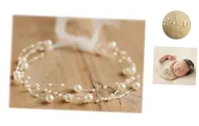 Edera Store 761426725945 Newborn Photography Props Baby Photoshoots Pearl Headbands Girl Photo Posing