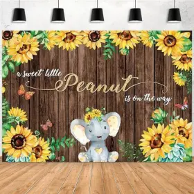 Fdf-bjb-008 Exkanbo 7x5ft Sunflower Elephant Backdrop Baby Shower Background A Sweet Little Peanut