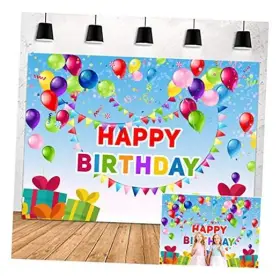 Fh-us-2020515-5x3 Fanghui Colorful Happy Birthday Theme Photography Backdrop Balloons Candle