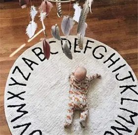 Fasters 739510406537 Abc Nursery Rugs Round Kids Rug Circle Alphabet Play Mat 2 White-2