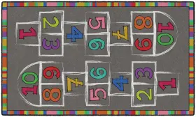 Flagship Carpets Ce486-16w Hopscotch Rainbow Numbers 3ft X 5ft Rectangular Multi Color
