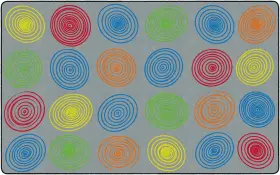 Flagship Carpets Fe413-44a Circles Abstract Educational 7ft6 Inch X 12ft Rectangular Grey