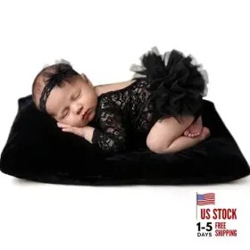 Forbaysy 708500723503 Newborn Photography Props Lace Romper Set With Matching Black
