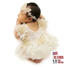 Forbaysy 708500833806 Newborn Girls Photography Prop Outfit Butterfly Tulle Butterfly-butter