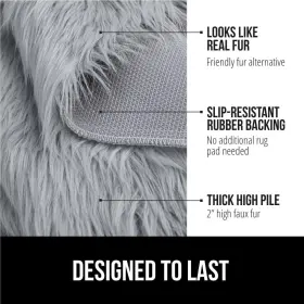 Gorilla Grip 840029631096 Fluffy Faux Fur Rug Machine Washable Soft 3 X 5 Feet Grey #2