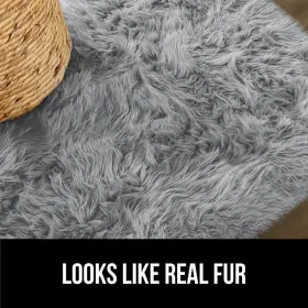 Gorilla Grip 840029631096 Fluffy Faux Fur Rug Machine Washable Soft 3 X 5 Feet Grey #3