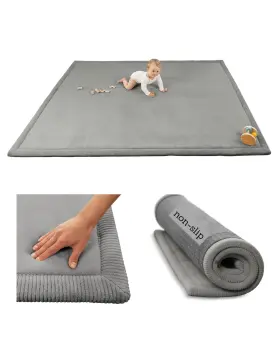 Hakuna Matte Hm-cp-200-150-dg Cloudsoft Baby Play Mat For Floor 60 Inch X 80 Dark Gray