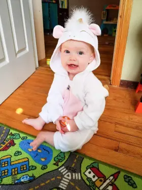 Hintina 789092611942 Baby Girls 3d Unicorn Angel Wings Hooded 0-6 Months Pink White #2