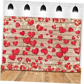 Hqm Hqrm--3021698-fba Vintage Rustic Wood Glitter Glow Red Love Heart Valentines Day Theme 7x5 Ft