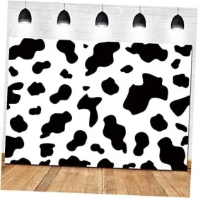 Hqrm-us-2022002-9x6-fba Hqm Cow Party Photography Backdrops Black And White Farm Animal Happy 9x6ft