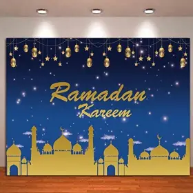 Hqrm-us-3021740-fba Hqm Ramadan Kareem Fabric Mubarak Photo Background 7x5ft Golden Sand #2