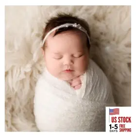 Huceqi 0703 Newborn Photography Wraps Girl Baby Photo Props With Pearl White