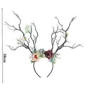 20200908487 Jarrod I. Rodriguez Deer Antler Flower Crown Headbands Halloween Chritmas Long #3