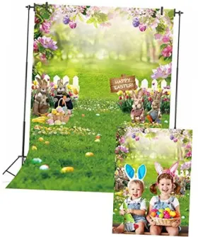Jinri-backdrop Jinri-easter051-backdrop Easter For Photography Spring Garden Floral Bunny Colorful