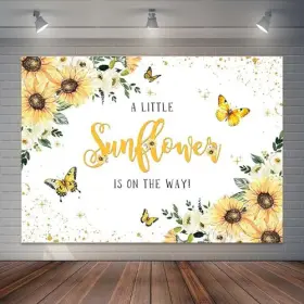 X-241 Joliaco Sunflower Baby Shower Backdrop Rustic Butterfly Girl