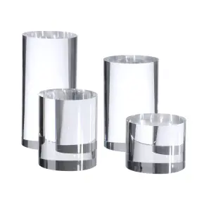 Kcgani Kcuse343501 Clear Polished Acrylic Cube Cylinder Round Photo Transparent