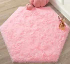 Kixinwa Zs-21 Pink Hexagon Princess Rug 4.6x4 4&apos X 7 Inch Hexagonal