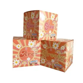 Kongki Ju-02 Groovy Retro Hippie Boho Party Shower Boxes 3pcs Daisy Flower Sign