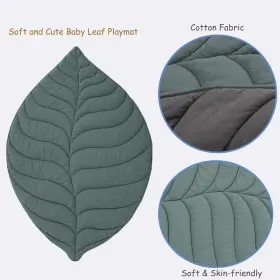 Pl0323 Lekad Baby Play Mat Cotton Leaf Nursery Rug For 56.3x42.1inches Green #3