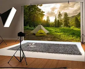 Q3-22x15nbk08904 Lfeey Pine Forest Camping Backdrop For Photoshoot Sunrise Outdoor Travel 7x5ft #3