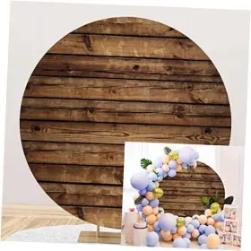 S21-y220nsw09525nem Lfeey Round Wood Backdrop Cover For Photography Circle Brown 7.2ft-dia