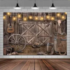 Mh-0426-12 Lorui 7x5ft Rustic Wood Backdrop Barn Door Wooden Brown #2