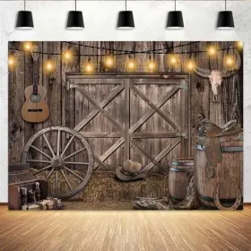 Mh-0426-12 Lorui 7x5ft Rustic Wood Backdrop Barn Door Wooden Brown #3