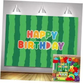 Lrapka-p-kat -b-36-44 Cartoon Melon Birthday Backdrop Watermelon Theme Party Photography 5x3 Ft