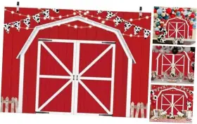 Wood035 Ltdkaen Backdrop Red Barn Door Wooden Farmhouse Photography Rustic 7 5ft