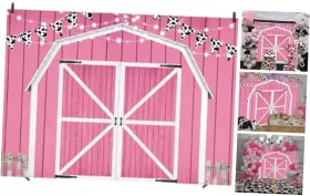 Wood036 Ltdkaen Backdrop Pink Barn Door Wooden Farmhouse Photography Rustic Farm