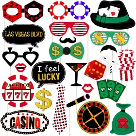 Luoem 13lu6g152717f36rruktiqn Las Vegas Photo Booth Props Kit 24pcs Party With