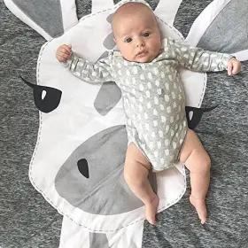 852de Lzttyee Cotton Round Giraffe Nursery Rug Baby Floor 1 Count Pack Of Grey #2
