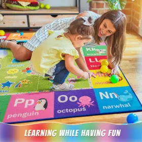 Hr0544za Macgace Abc Rugs For Playroom Cute Classroom Rug Non Slip Play Mat 6ftx9ft Rainbow #2