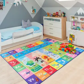 Hr0544za Macgace Abc Rugs For Playroom Cute Classroom Rug Non Slip Play Mat 6ftx9ft Rainbow #3
