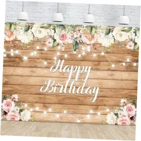 Bsgn-dm26 Maqtt 5x3ft Wooden Wall Flower Decorative Lamp With Photography Background Rustic