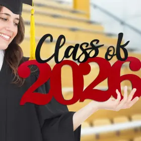 Mokeja Party 2024-red-g Class Of 2026 Wooden Sign Graduation Decorations - Red Grad Photo
