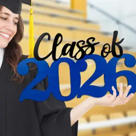 Mokeja Party Cf2024-b Class Of 2026 Wooden Sign Blue Graduation Decorations
